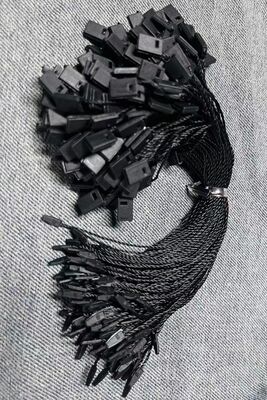 Plain Black Hang Tag String Ensuring High Durability Ideal for Hanging Tags Used in Textile Packaging and Product Tagging